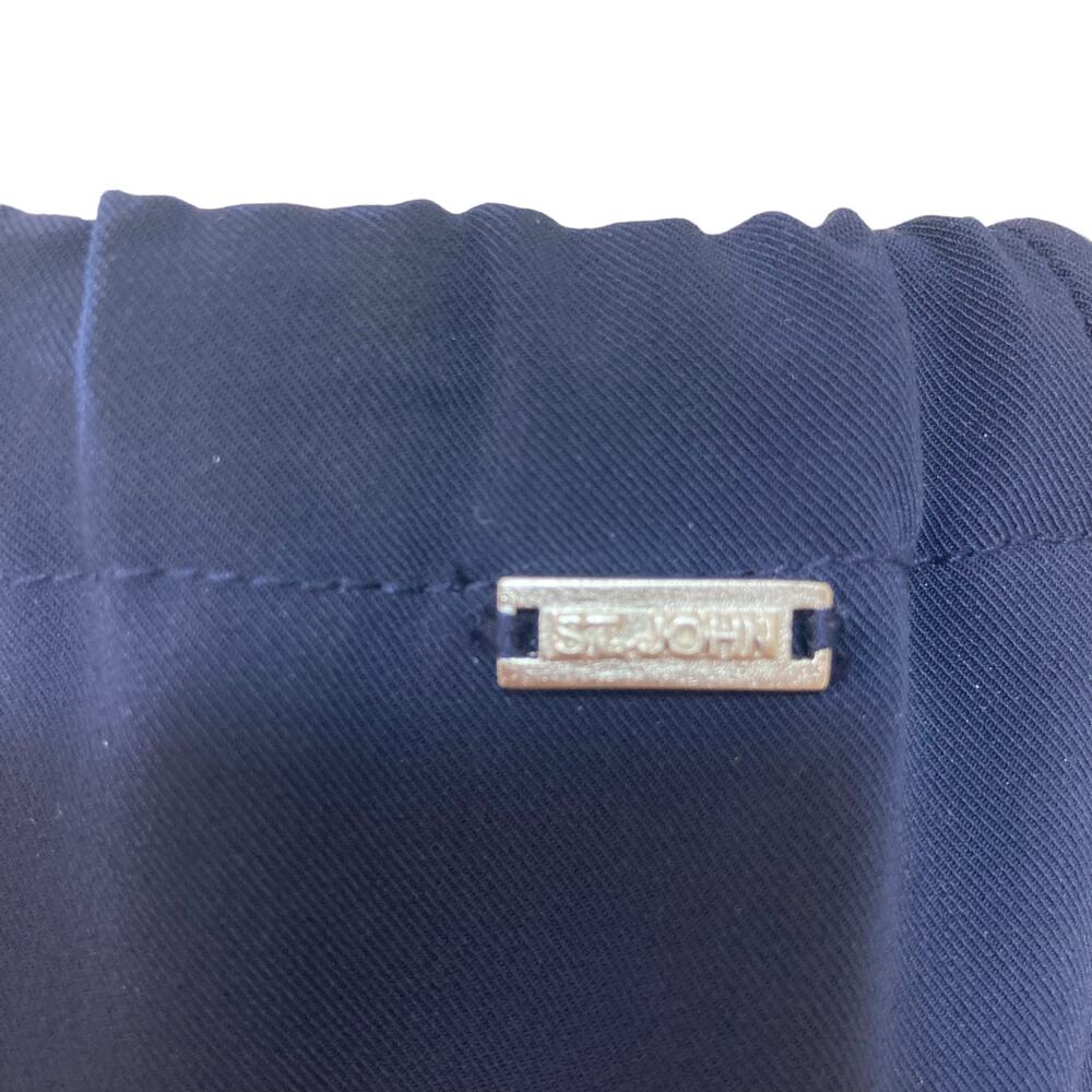 St John navy blue wide leg pants, Ladies medium drawstring waist casual bottom - Picture 4 of 6
